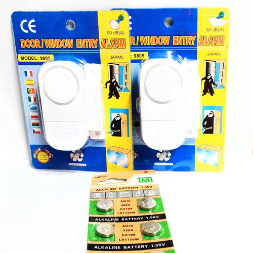 Pack of 7 Door and Window Alarms with 10-Piece Battery Pack - IMP Brand 0