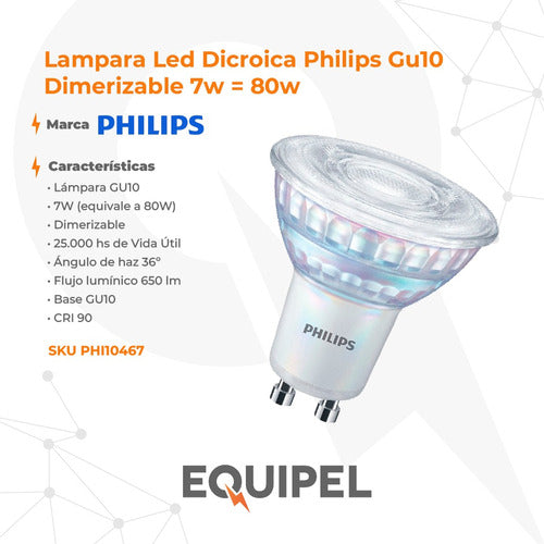 Philips Dimmable GU10 LED Spotlight 7W = 80W 1