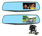 Espejo Retrovisor Auto Doble Cámara Frontal + Reversa Fullhd 0