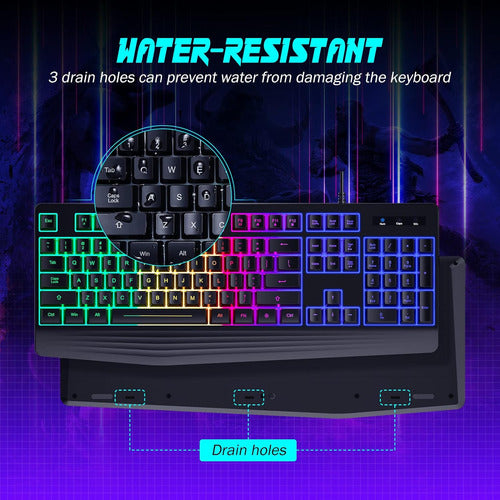 Teclado De Juegos Yesbeaut Con Iluminación Led De 7 Colores 5