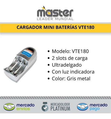 Vapex Cargador De Bateria Pila Aa Aaa Recargable Vte180 220v 1