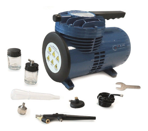 KLD Automatic Compressor Airbrush 170W with Detailing Accessories 0