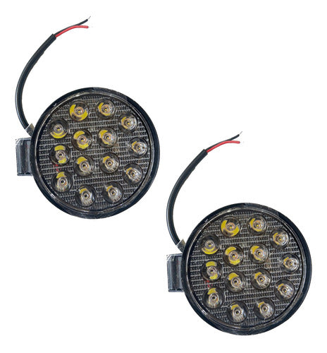 Powertech Motos Kit X2 Faro Led Universal 42 Watts (14 Led 3w) 12v /24v Cut 0