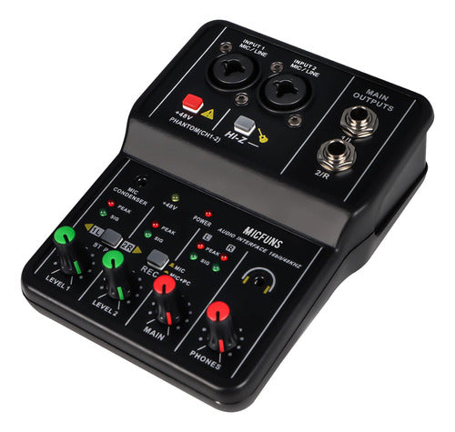 Micfuns Mini Audio Mixing Console Interface - 2 Channels 0