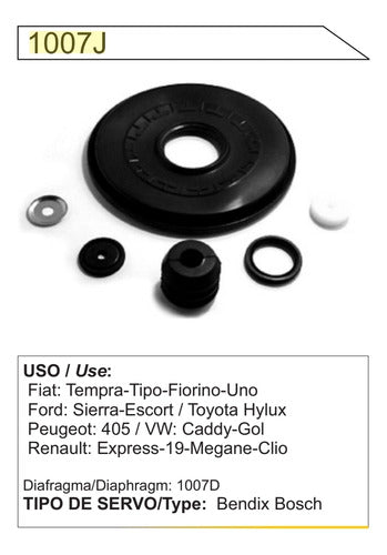 Bendix Bosch Complete Brake Servo Repair Kit for Fiat Uno - XX 1007J 2