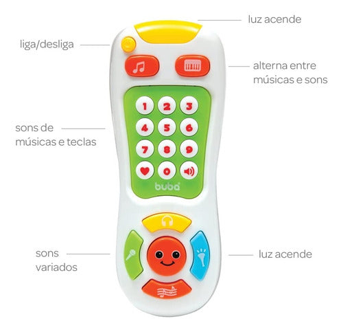 Brinquedo Musical Som E Luzes Controle Remoto Branco Buba 1