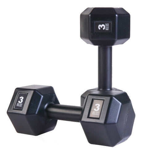 360Fitness Hexagonal PVC 3kg Dumbbell Pair 0