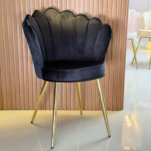 Genérica Velvet Chair Black Velvet with Golden Legs 0