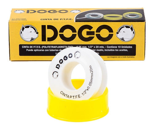 P.T.F.E. Tape 0.05mm Thickness 3/4x20m x10 Units Dogo 0
