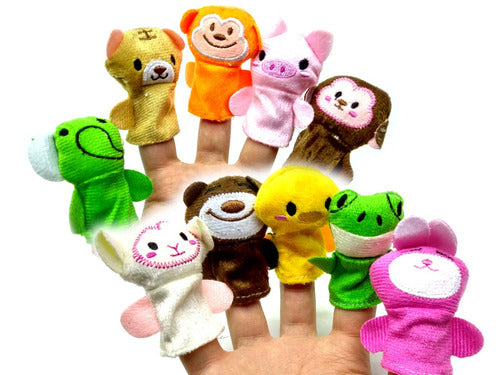 Titere Dedo Set Animales Peluche Colorido Dedos X10 Cuento 1