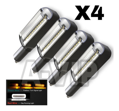 Kit X4 Faros Luz Giro Led Ojo Angel + Secuencial Motos A-vip 1