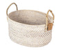 Handwoven Rattan Oval Basket with Natural/White Handles by Polanco Home Deco 0