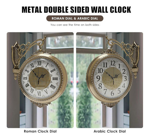 Guyifuny Vintage Double-Sided Rotating Wall Clock 2