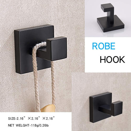 TASTOS Matte Black Bathroom Hooks for Towels 1