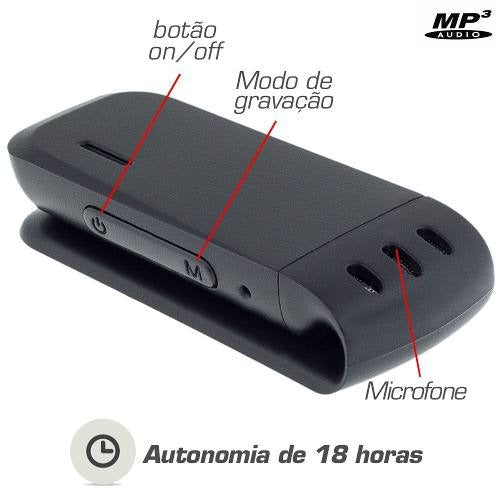 Gravador De Voz Secreto Microfone Escuta Espionagem Mini 5