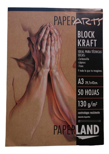 Paperland Block Paper Arts Kraft 130gr A3 50hjs 42x29.7cm Emblocado 0