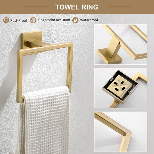 TQKAG 5-Piece Bath Towel Set, Brushed Gold 3