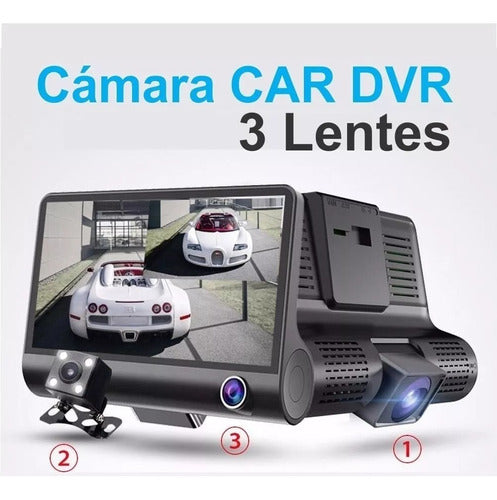 Camara Auto Triple Testigo Con Pantalla Full Hd Y Soporte 3