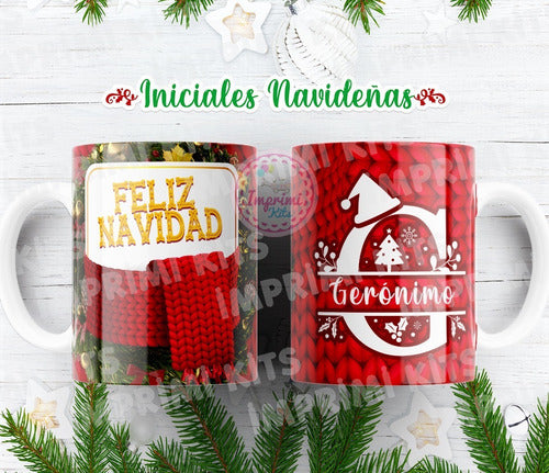 Diseños Navidad Tazas Alfabeto Diseño Sublimar Rojo #tn06 6