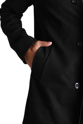 Men's Detachable Hood Coat Overcoat in Quality Wool Fabric 4