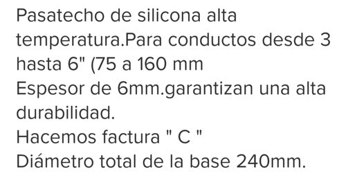 Pasatecho De Silicona Altatemperatura  De 3 A 6 , 75 A 160mm 2