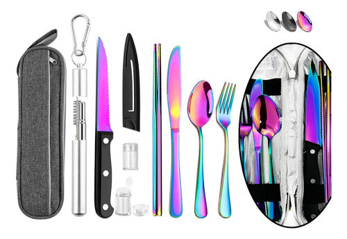 Hommaly Reusable Stainless Steel Travel Utensils Set with Case 0