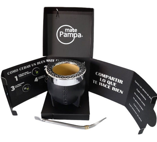 **Mate Pampa Imperial XL with Black Pico Loro Straw + Packaging!** - Mate Pampa Imperial Con Bombilla Pico Loro Negro Xl + Pack