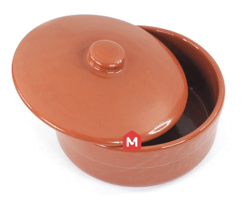 Terrina Enameled Clay Pot Set 24 cm + 6 Stackable Enameled Casserole 16 cm for Oven 1