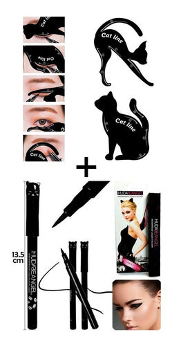 Makeup Combo: HudaAngel Eyeliner Fibron + Cat Line Stencil 1