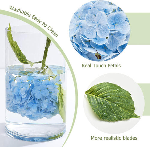 Waipfaru 2 Artificial Flowers Blue Hydrangeas Real Touch 2