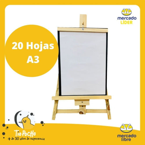 Tio Pocho Atril Madera Pizarra 3 En 1 Infantil Niños 70cm Regulable 1