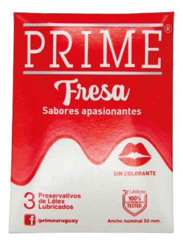 Prime Strawberry Condoms X3 (Pack of 5 Packages) 0