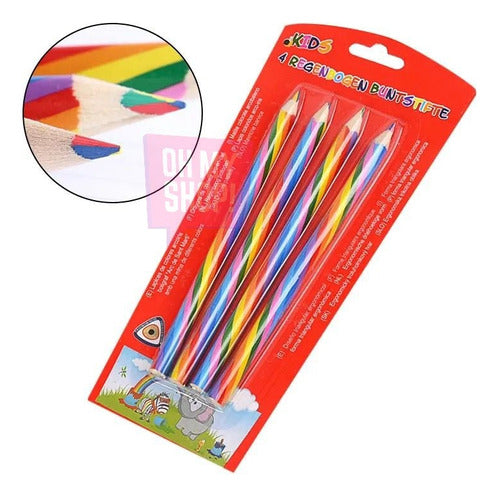 Oh My Shop! Multicolor Pencils Pack of 4 Rainbow Colors 1