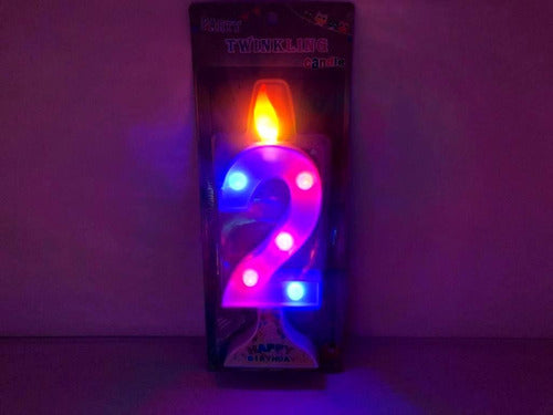 Party Twinkling Multicolor LED Number Candle with Batteries Included 5