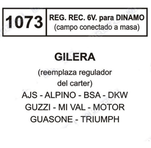 Voltage Regulator Gilera 6v for Dynamo. At Panther Motos 2
