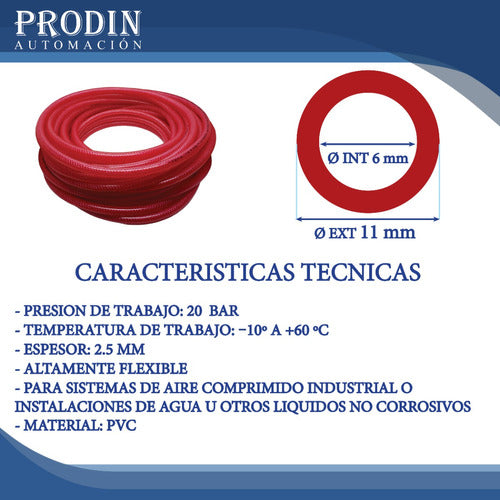 Red PVC Pressure Hose 6mm 1/4 Pneumatic Air 30 Meters 1