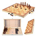 3-in-1 Wooden Chess + Checkers + Backgammon Game Set by Tissus 0