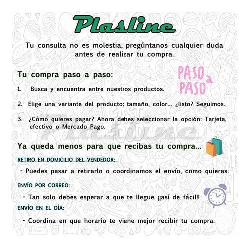 Plasline Pinches Copetin Espaditas Plastico Sables Colores 1000 Unid 5