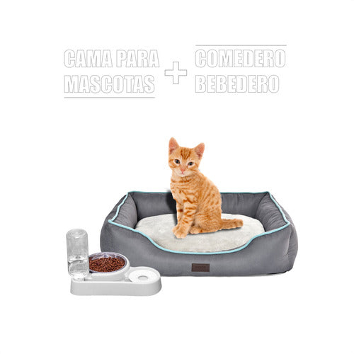 Vonne Pet Bed Kit with Automatic Feeder and Water Bottle 1