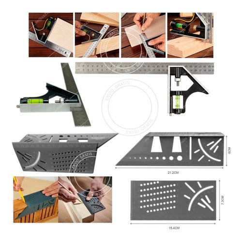 X Adjustable Carpenter Square Ruler Angle Marking Parallel 0