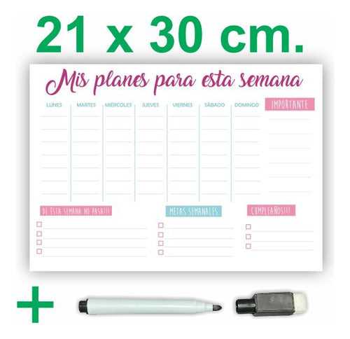 Magnetic Weekly Planner Whiteboard Organizer 21x30 with Marker and Eraser 1