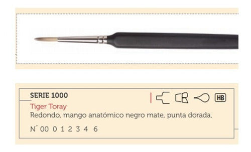 Pincel Redondo Casan Serie 1000 Tiger Toray Anatomico N°00 0