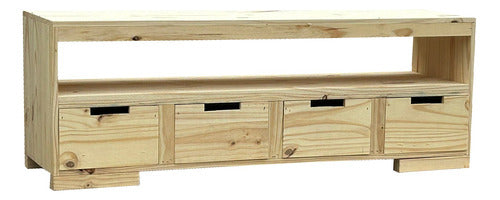 Modern Asia TV Stand with Drawer - Pine Wood 0