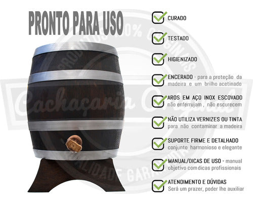 Barril Corote Vinho Whisky Carvalho Vertical 2 Litros 3