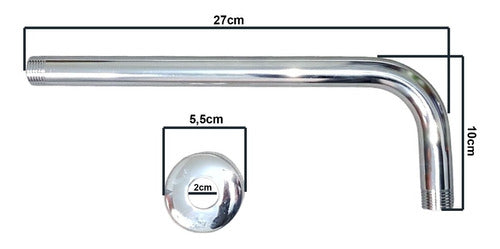 Round Stainless Steel Shower Head 15cm with 35cm Rainfall Arm 1