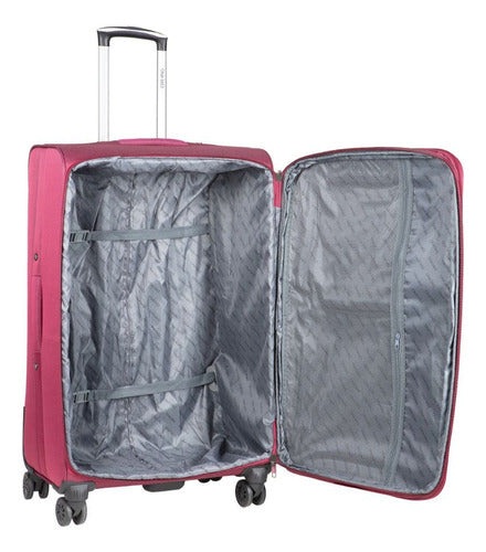 Large Reinforced Fabric Suitcase with 4 Swivel Wheels 360 Expandable Gusset 6