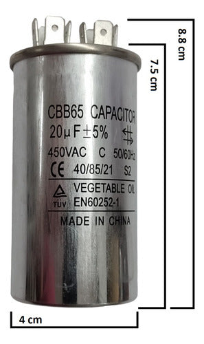 Capacitor 20uf 450v Metálico Aire Acondicionado/ Heladeras 1