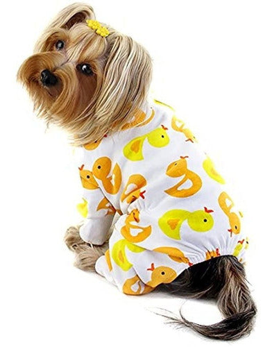 Pijama De Perro De Punto De Algodon Amarillo / Mono / Ropa 0