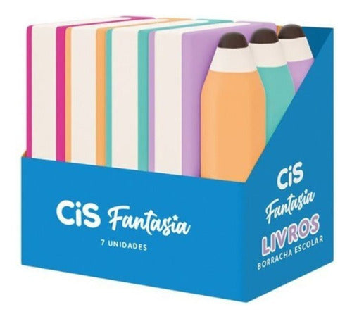 Kit Borracha Escolar Fantasia Livros 7 Unidades - Cis 1