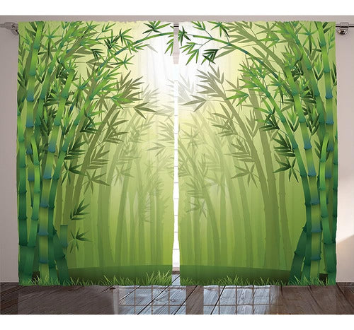 Ambesonne Bamboo Print Curtains, Tree Image 0